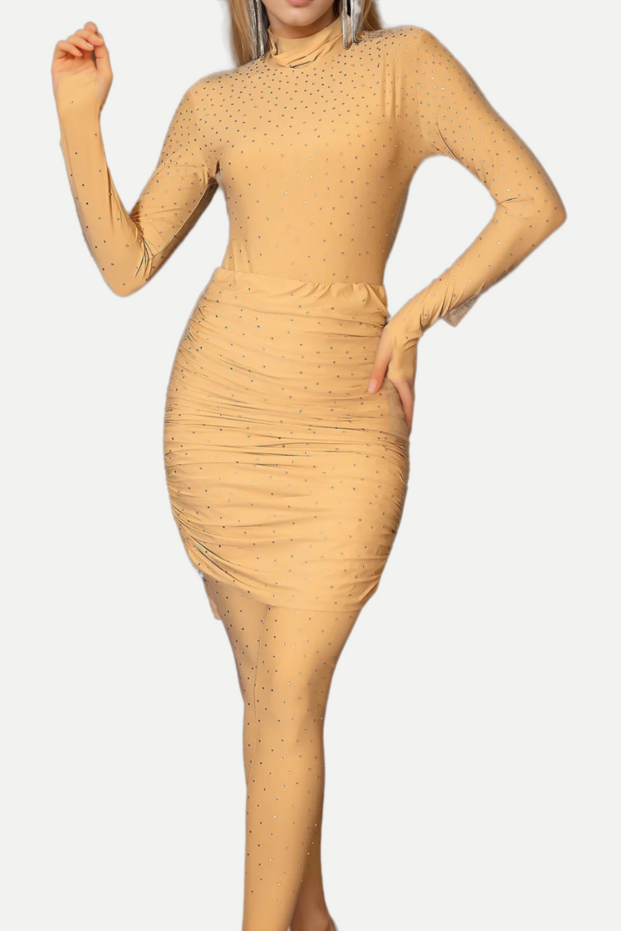 BELEN NUDE RHINESTONE THREE PIECE SET