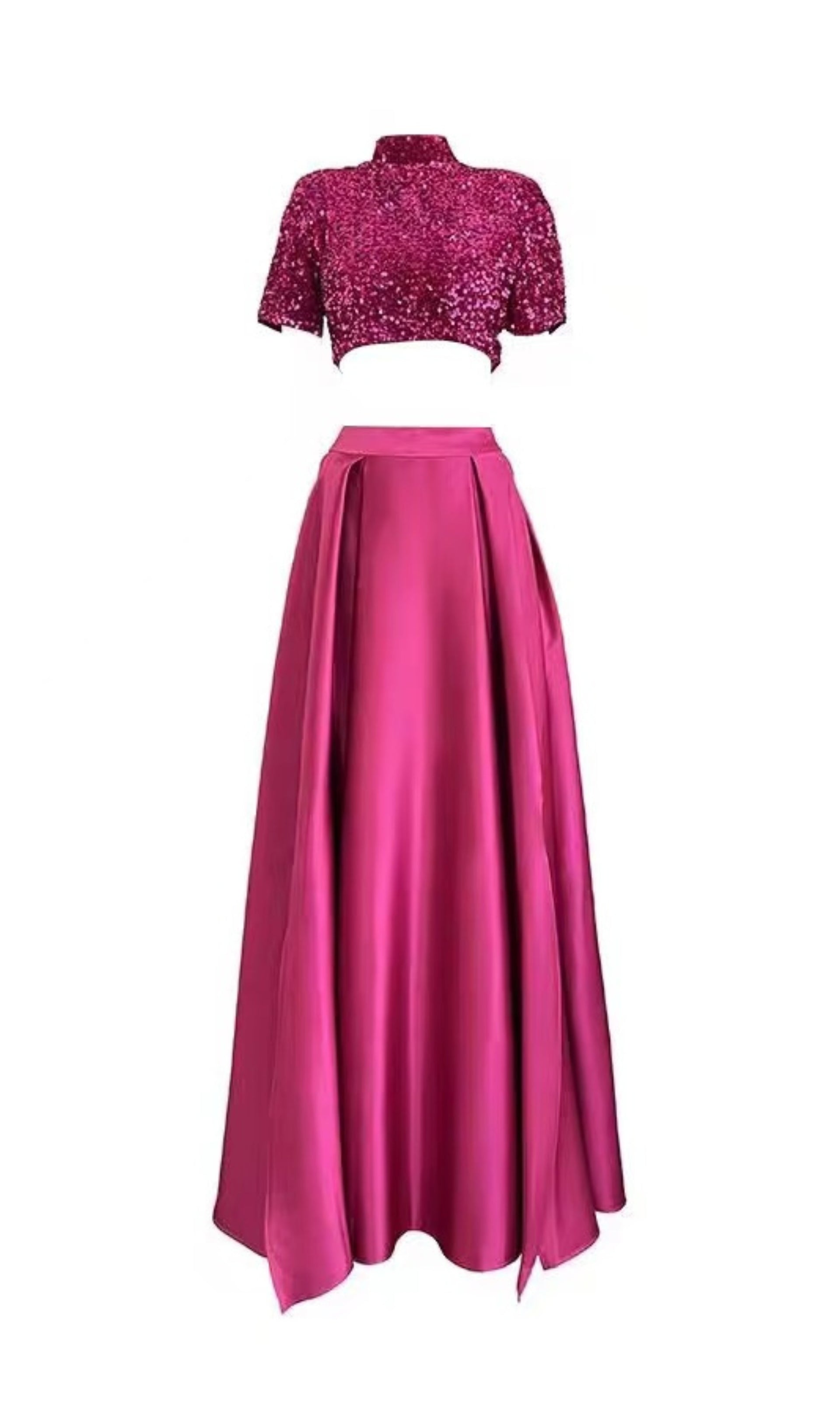 Short Sleeve Split Skirt Set