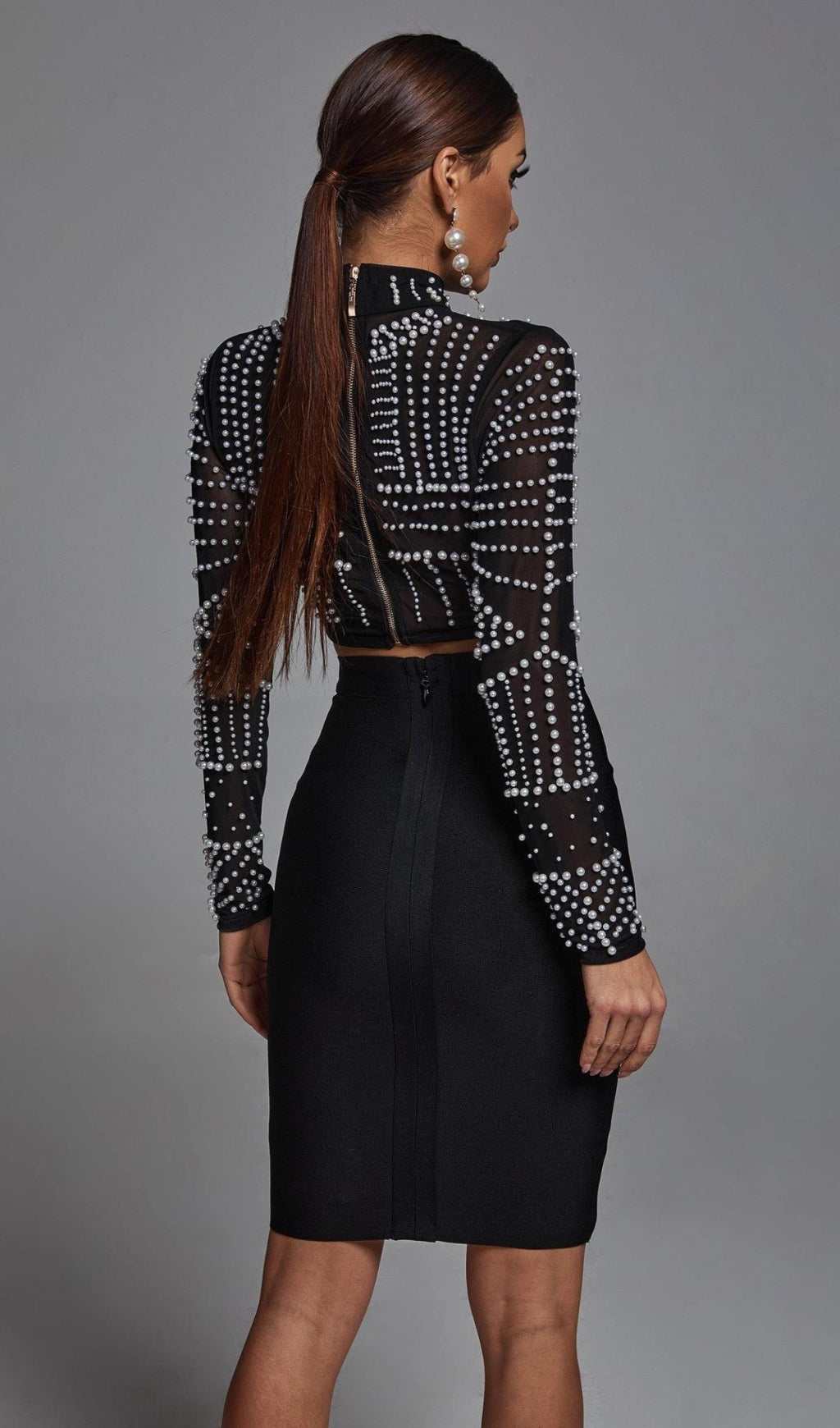 Pearl Long Sleeve Set In Black
