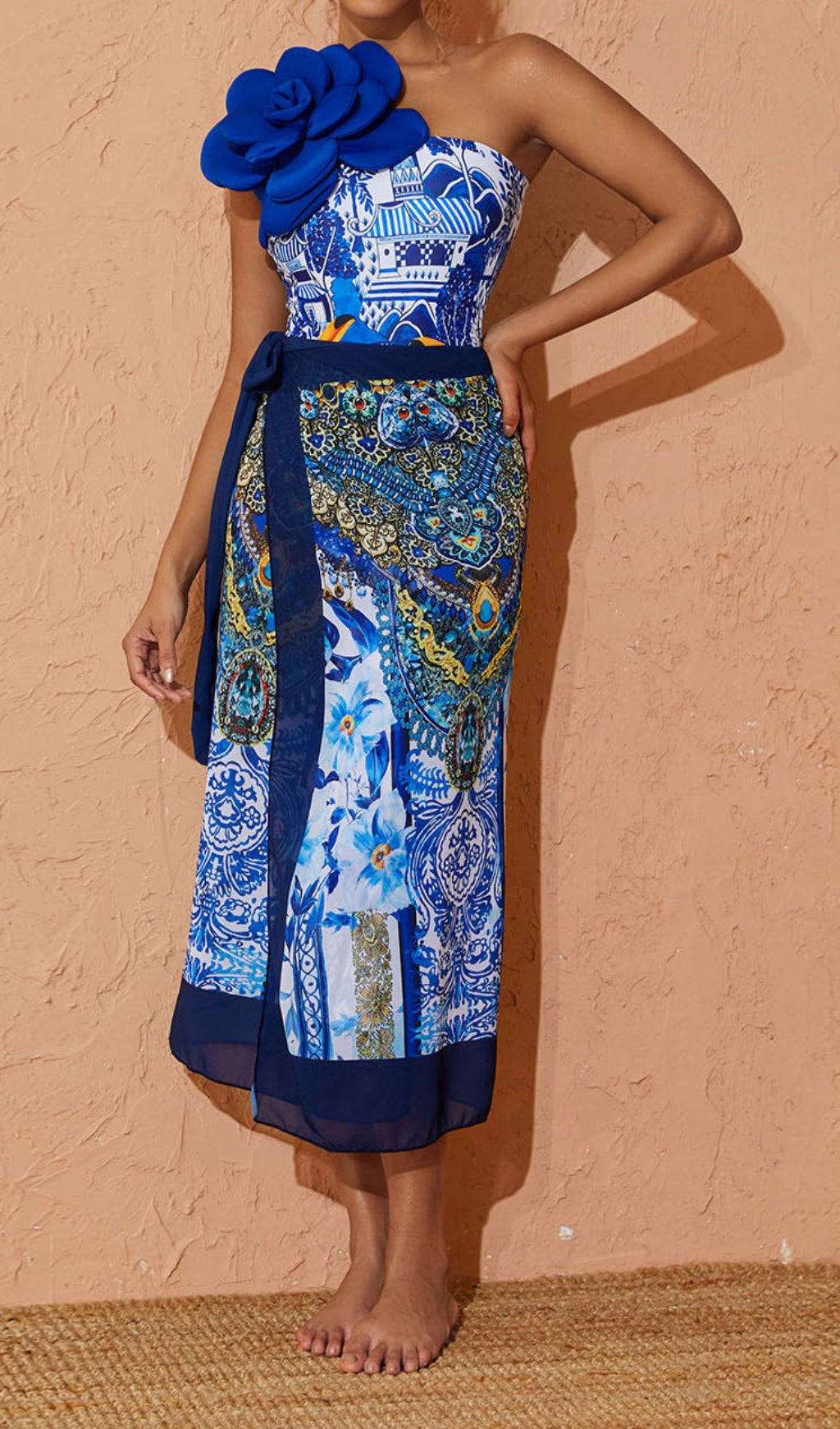 Flower Toucan Printed Swimwear Two Piece Set