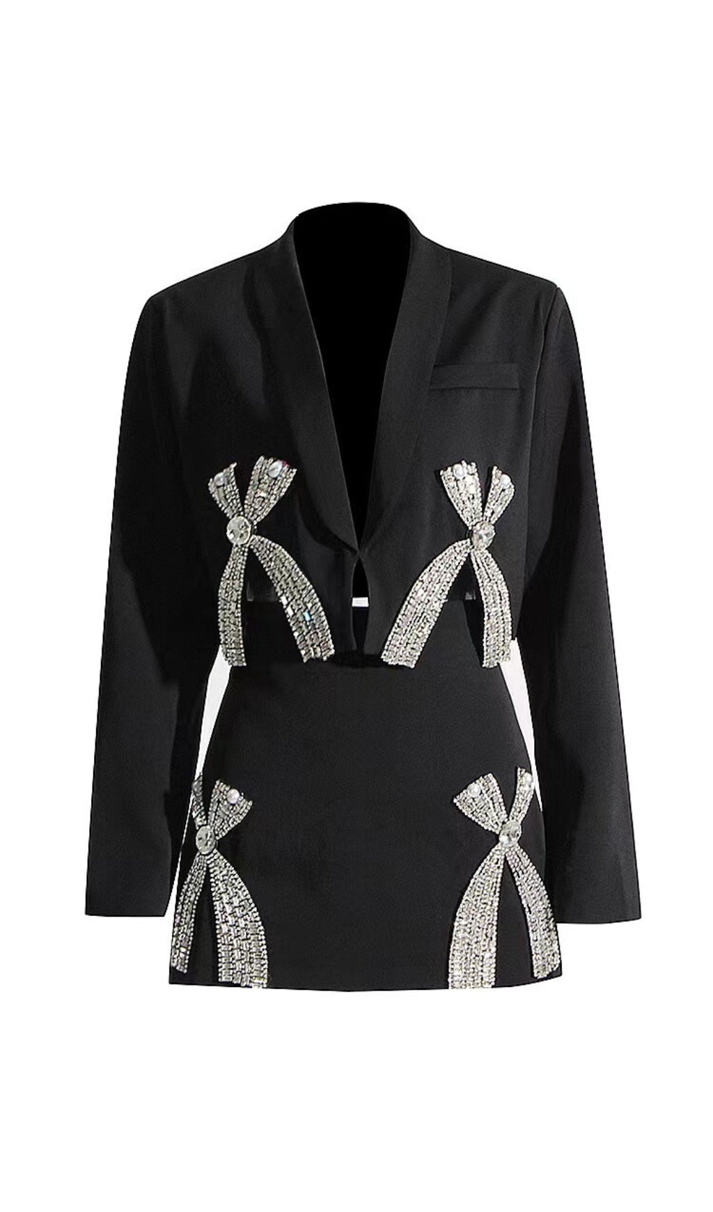 LONG SLEEVE EMBELLISHED BLAZER SET