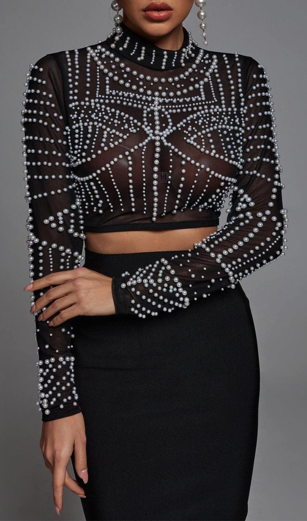 Pearl Long Sleeve Set In Black