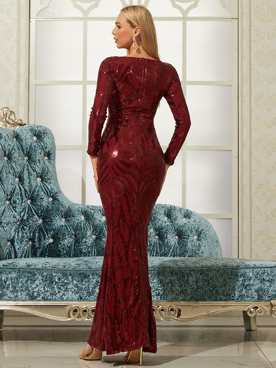 Long Sleeve Sequin Mermaid Prom Dress