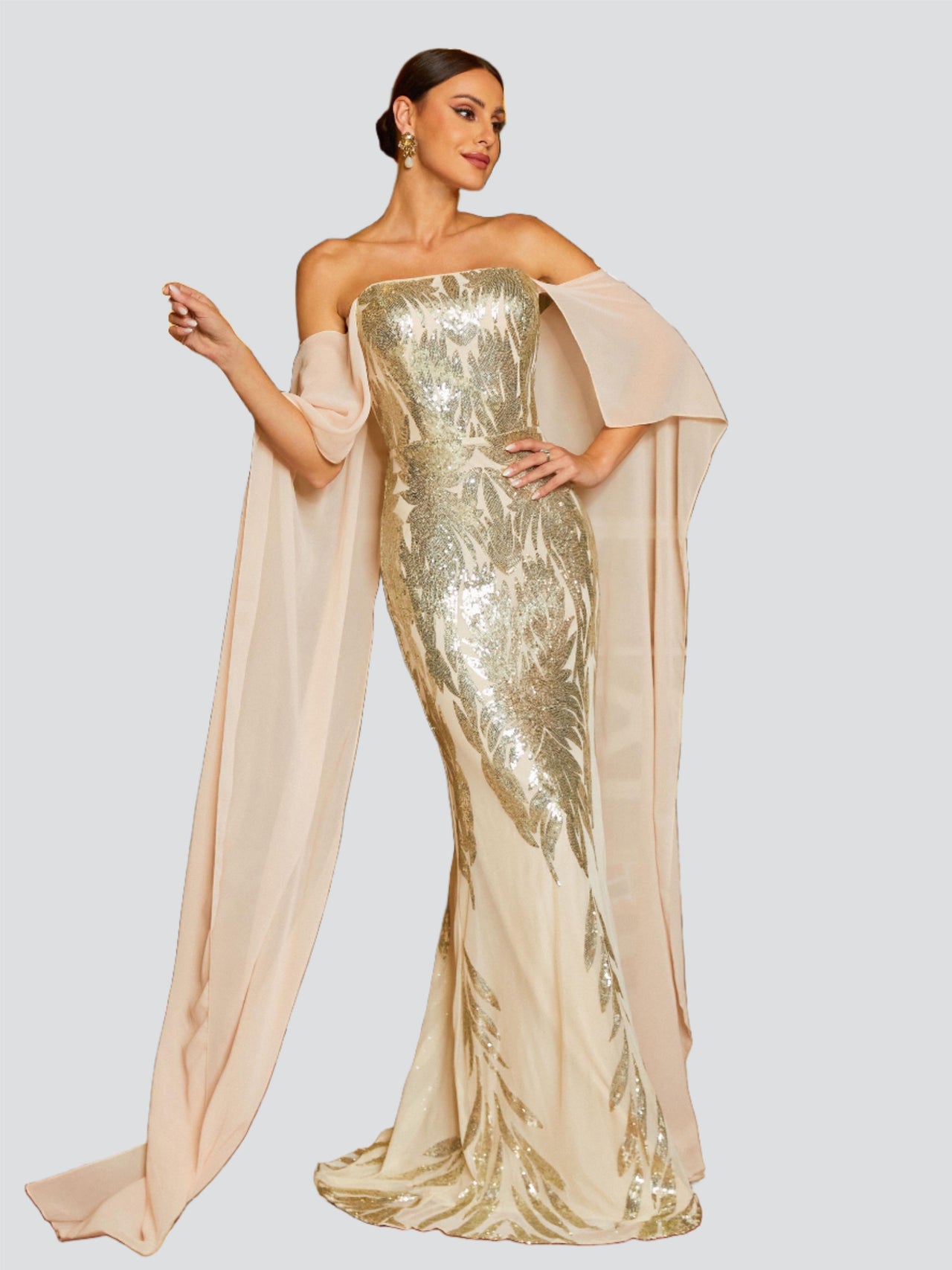 Off shoulder Mermaid Sequin Maxi Dress