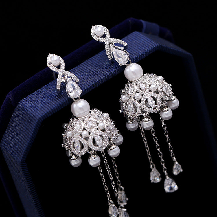 WIND CHIME FRINGE PEARL EARRINGS