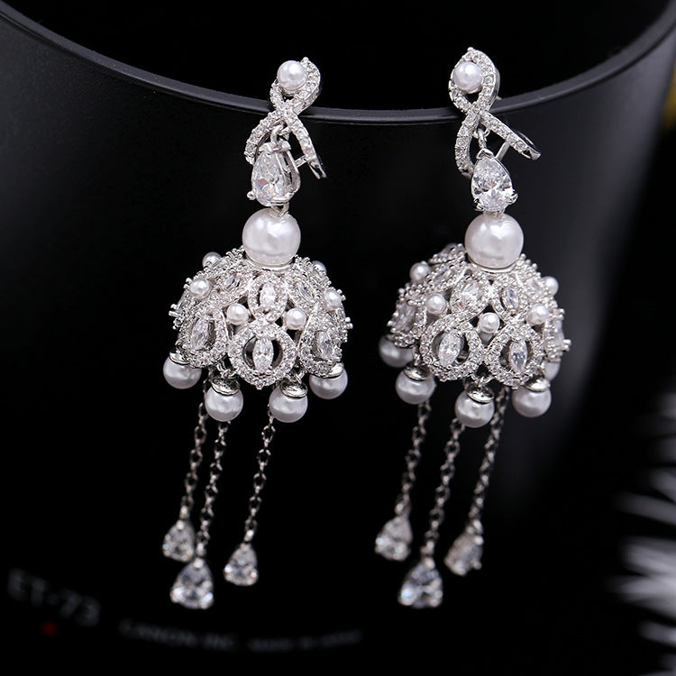 WIND CHIME FRINGE PEARL EARRINGS