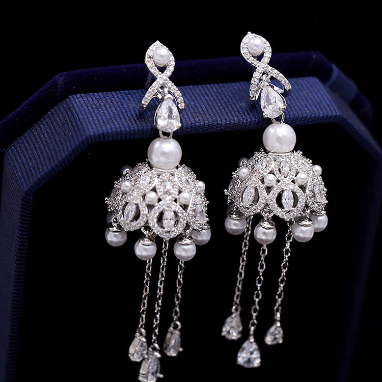 WIND CHIME FRINGE PEARL EARRINGS