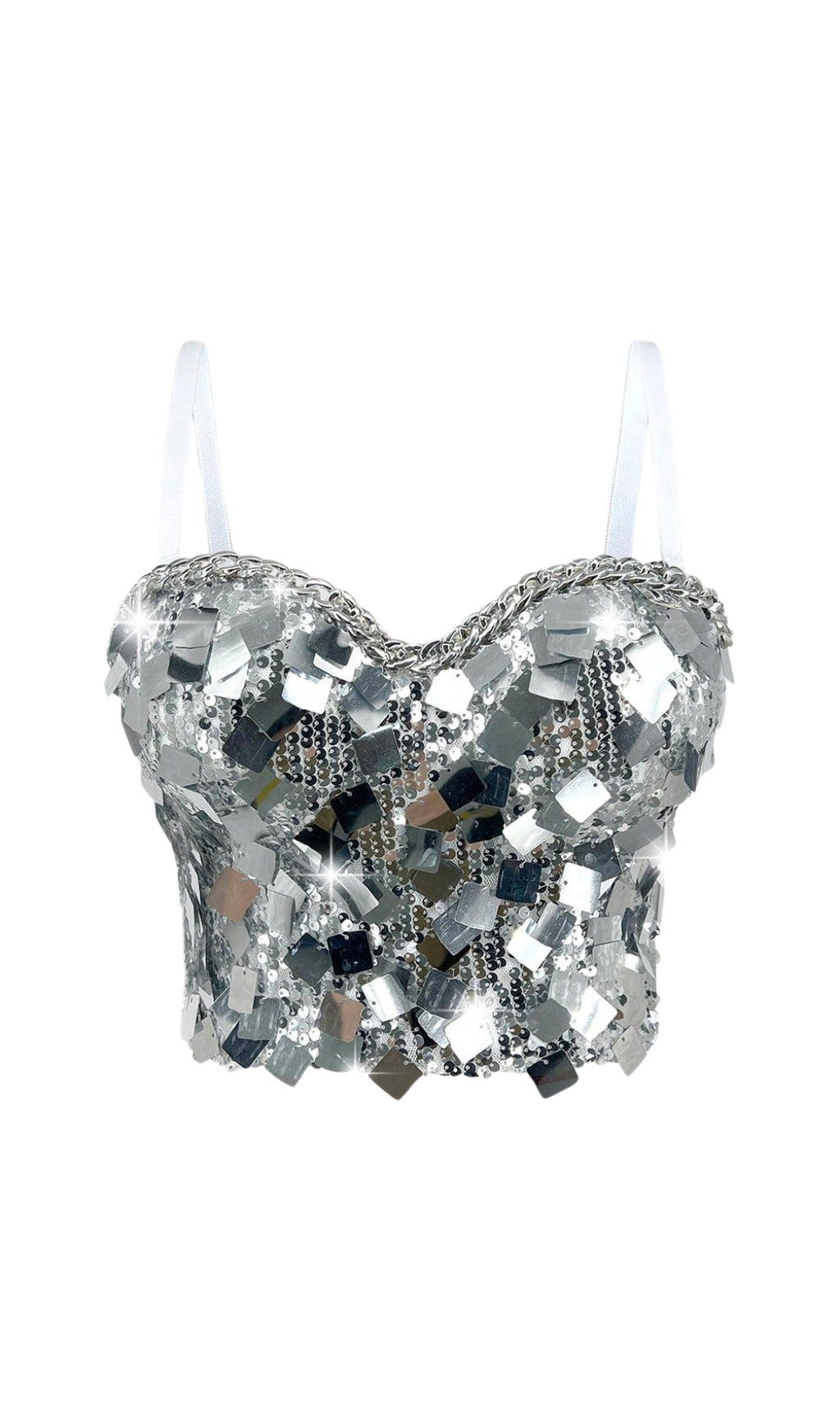Sequin embellished top in silver