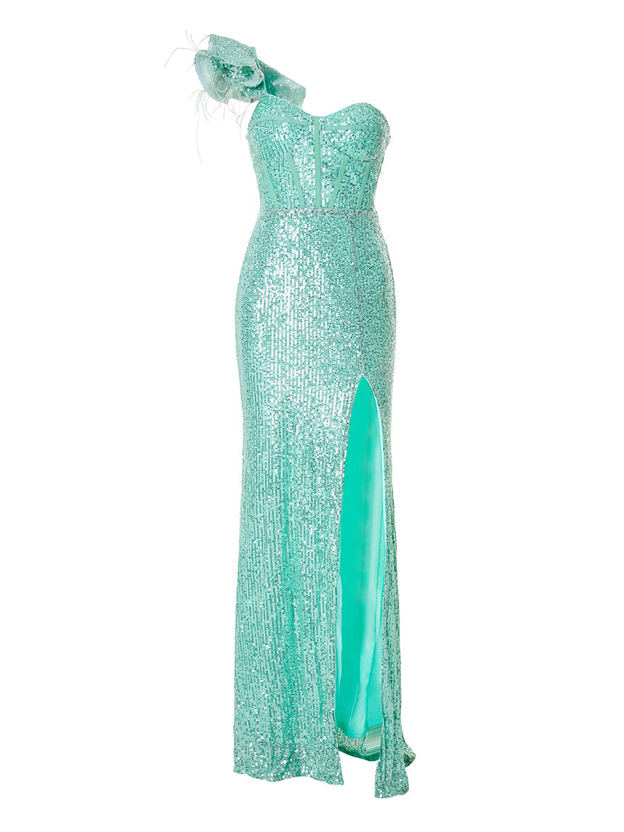 One Shoulder Corset Prom Dress