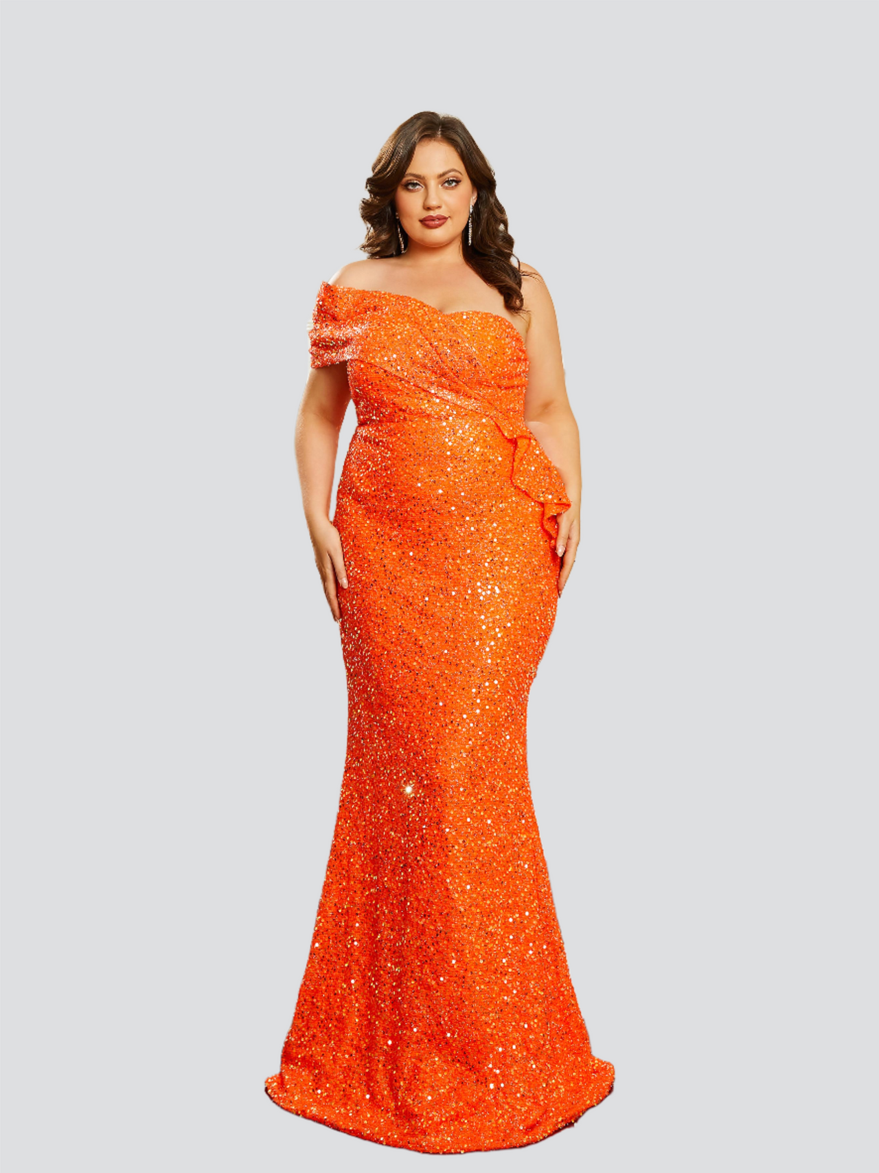 Plus Off Shoulder Mermaid Strapless Sequin Dress