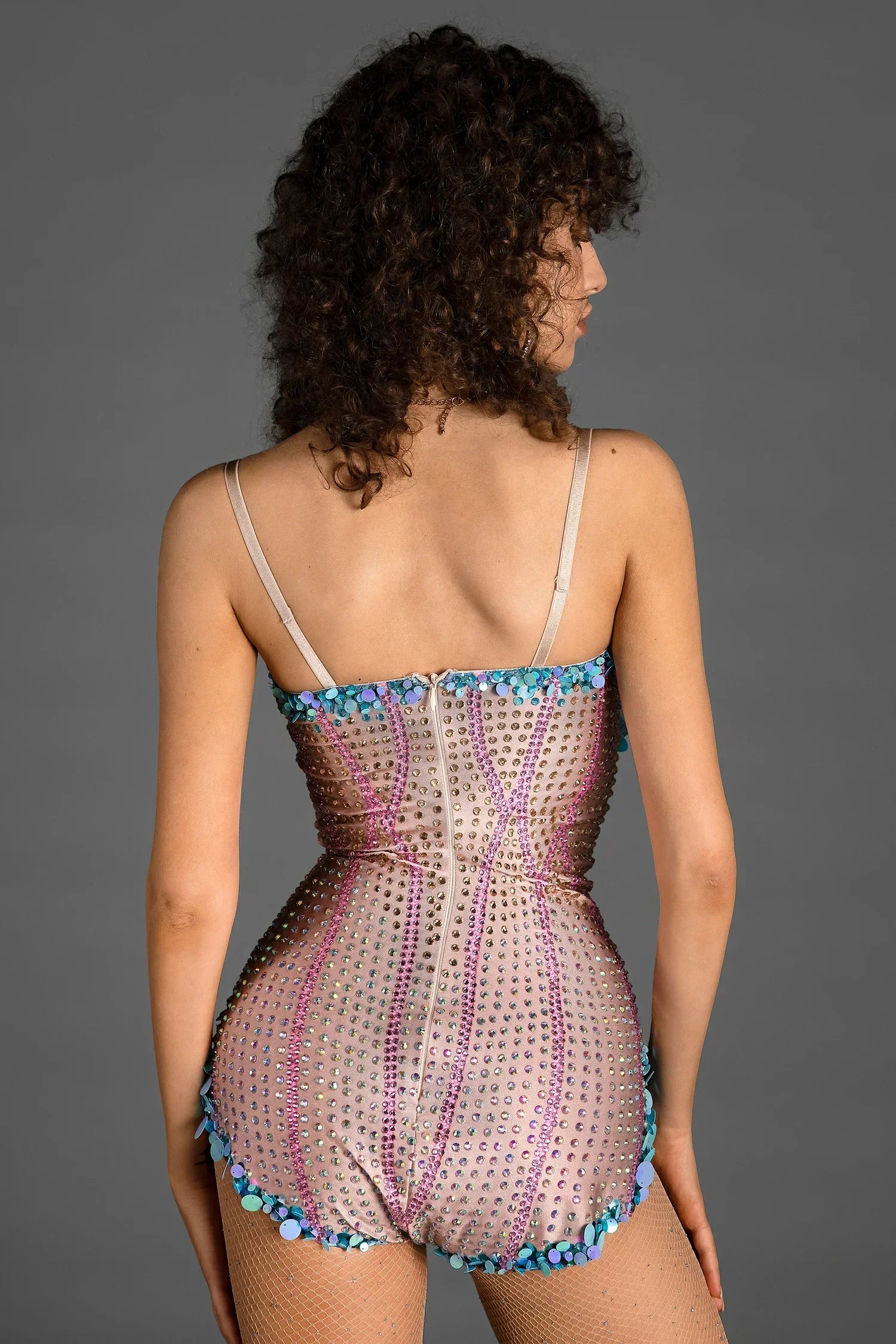 Tamsin Strap Sequin Rhinestone Bodysuit