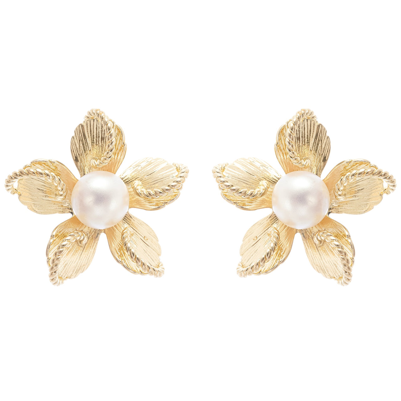 Jeanne floral faux-pearl stud earrings