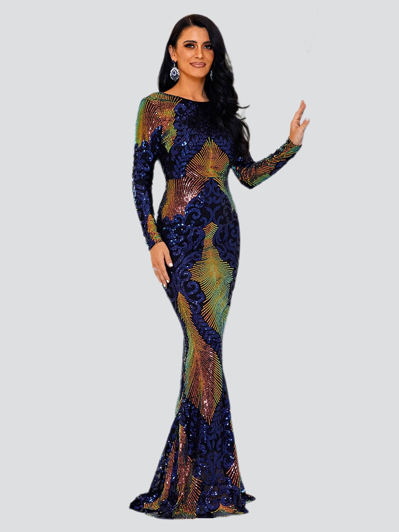 Graphic Sequin Mermaid Fromal Dress