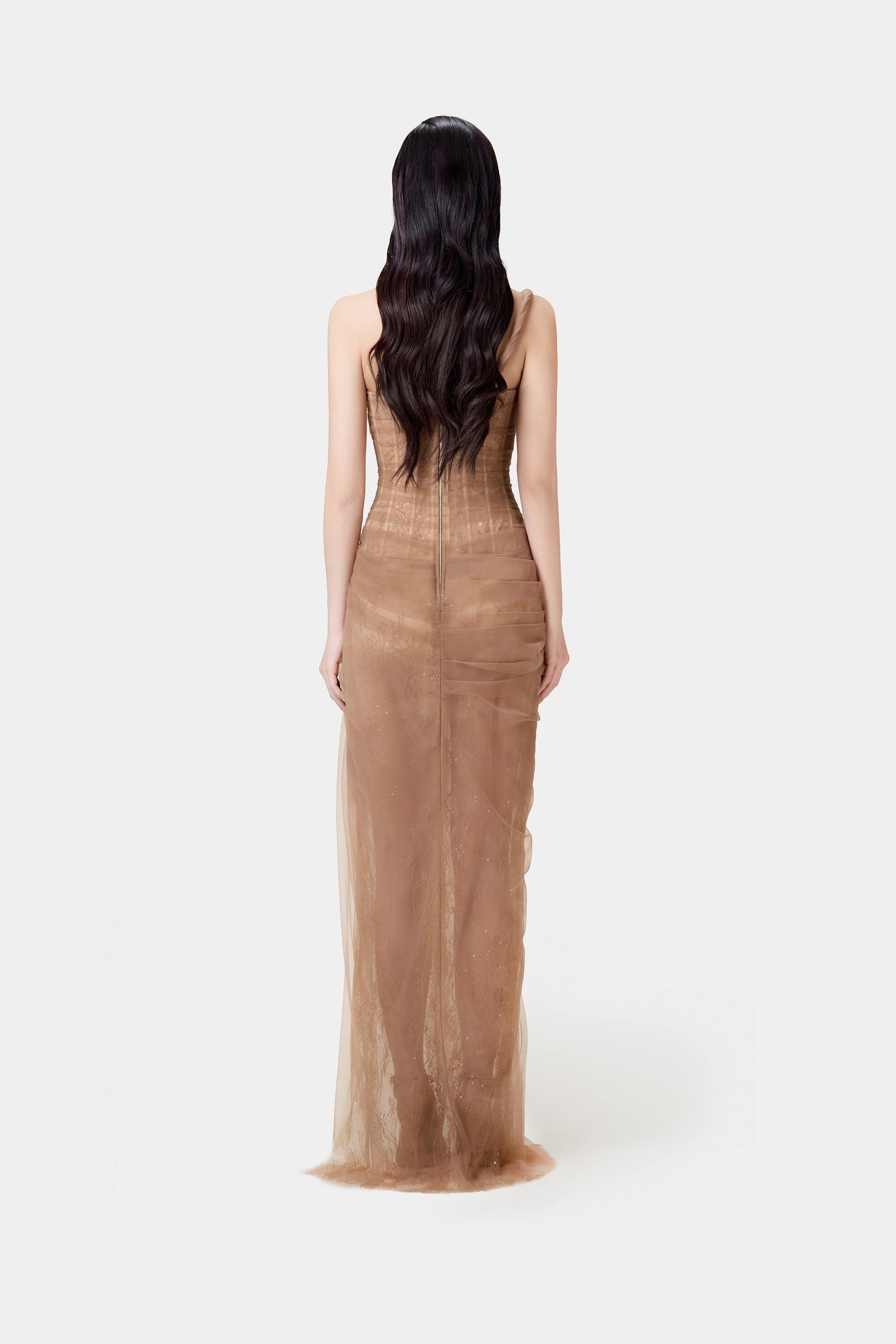 MARA BROWN LACE CORSET DRESS