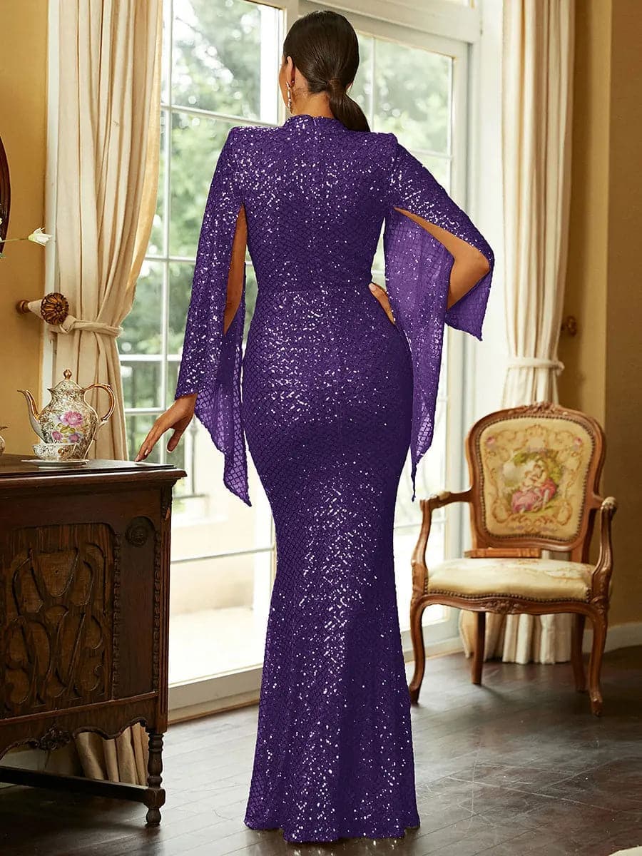 Glitter Bell Sleeve Mermaid Dress