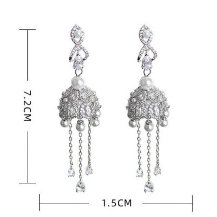 WIND CHIME FRINGE PEARL EARRINGS