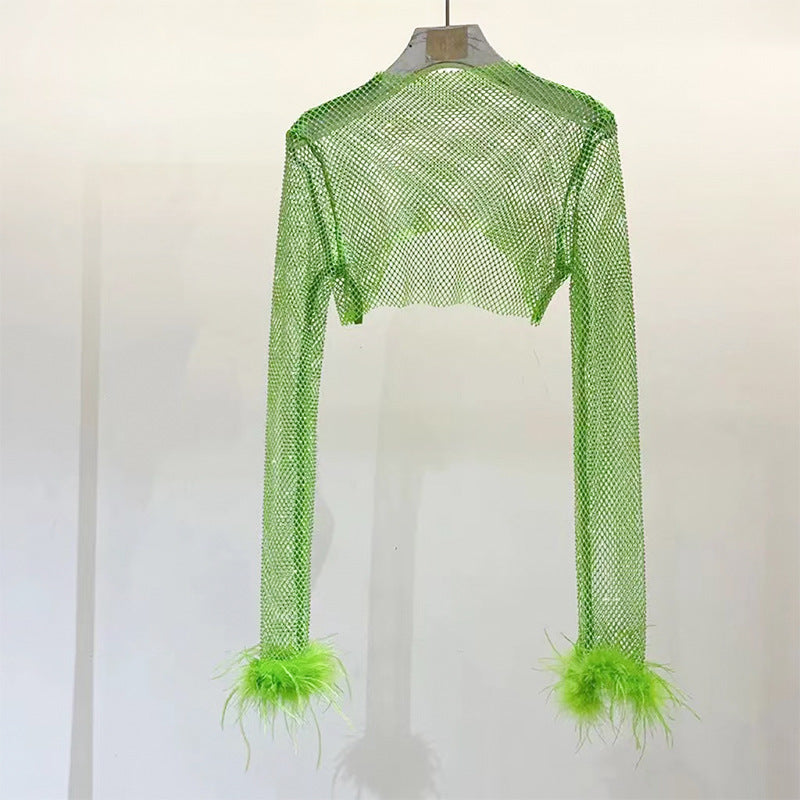 BLING FEATHER CROP TOP