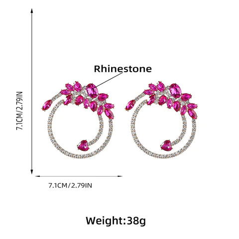 OPAL CRYSTAL CIRCLE EARRINGS IN PINK
