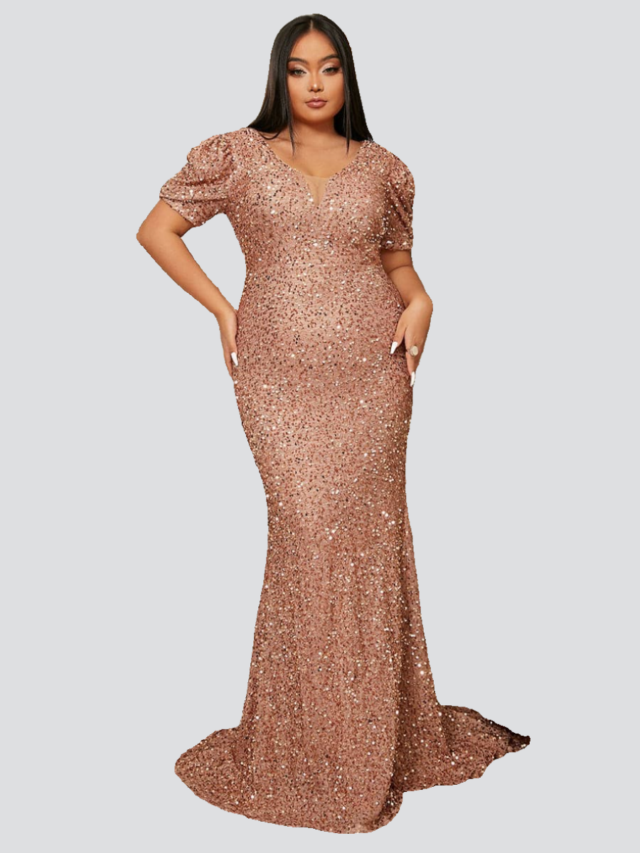 Short Sleeve Sequin Mermaid Dress
