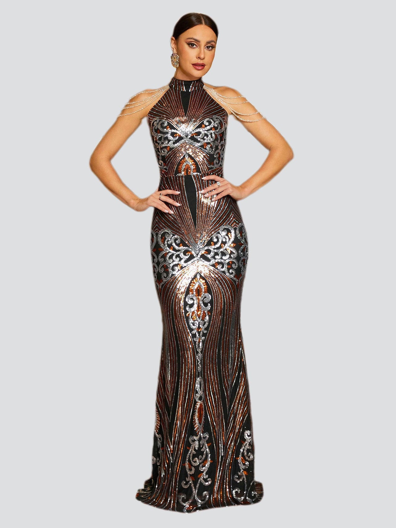 Classic Ethnic Sequin Formal Dress