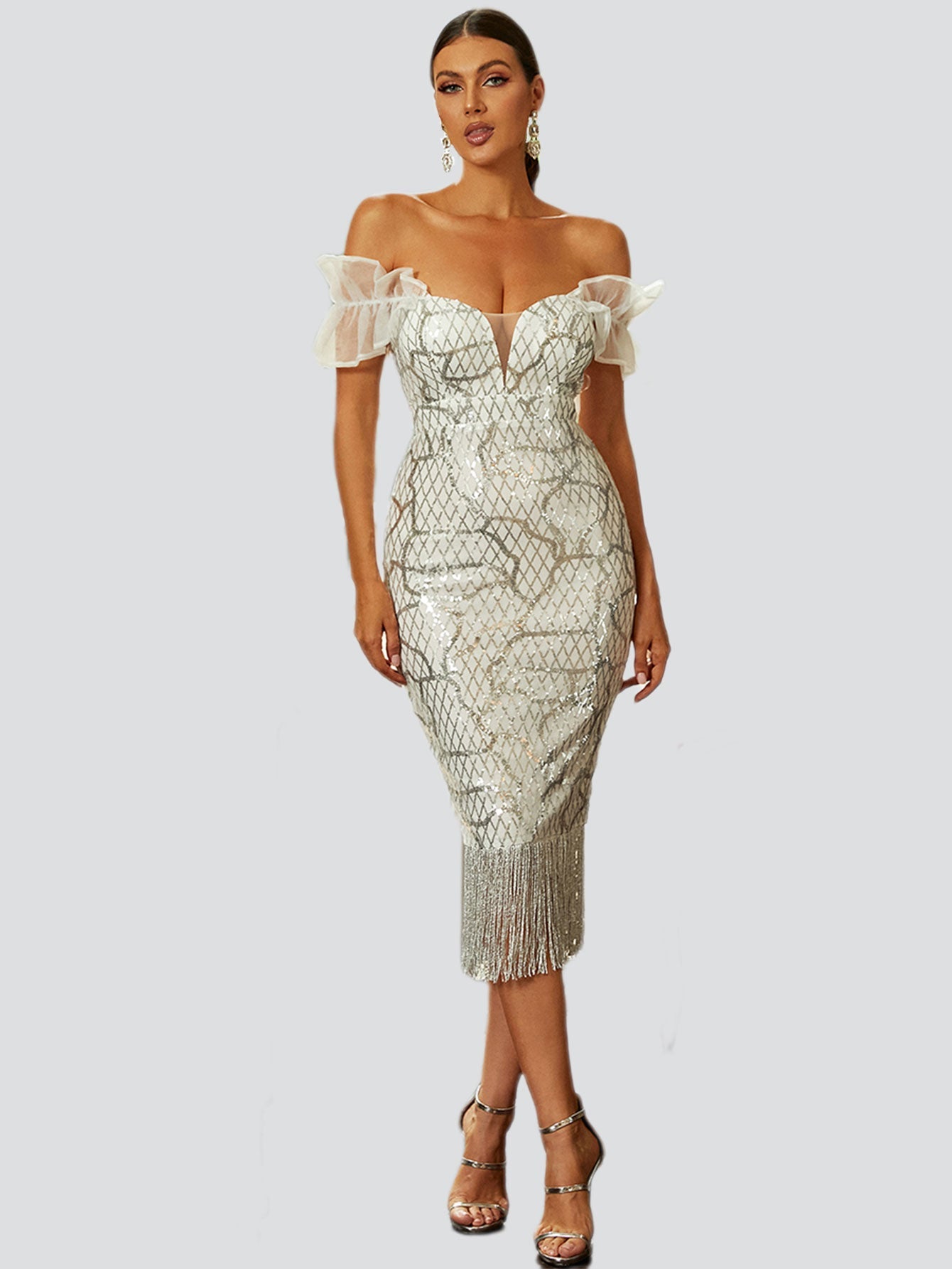 Tassel Midi Sequin Dress