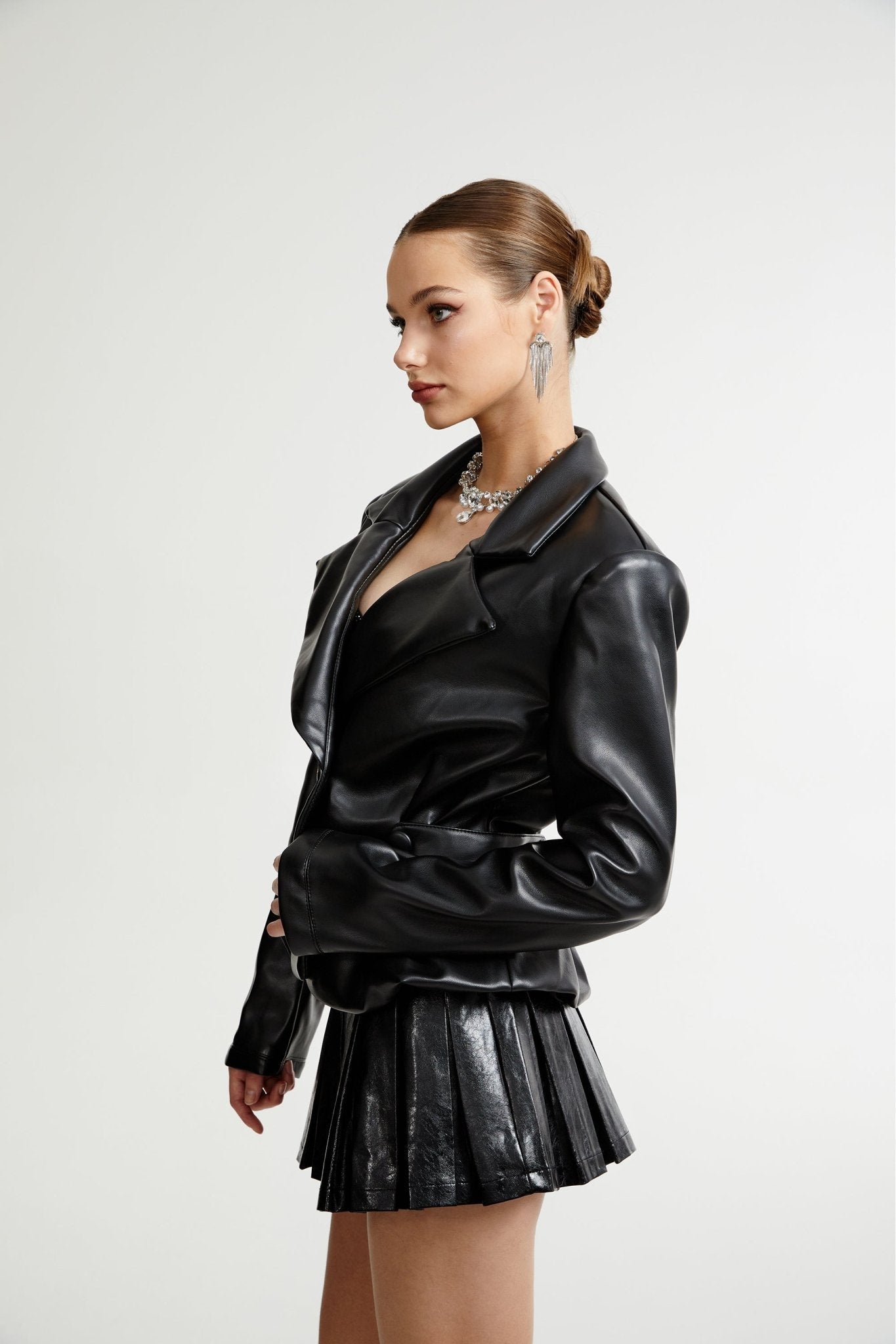 Calista black leather jacket