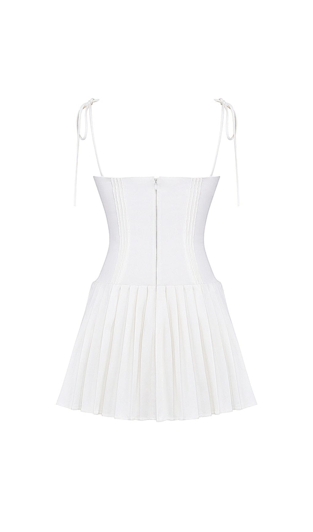 WHITE PLEATED MINI DRESS