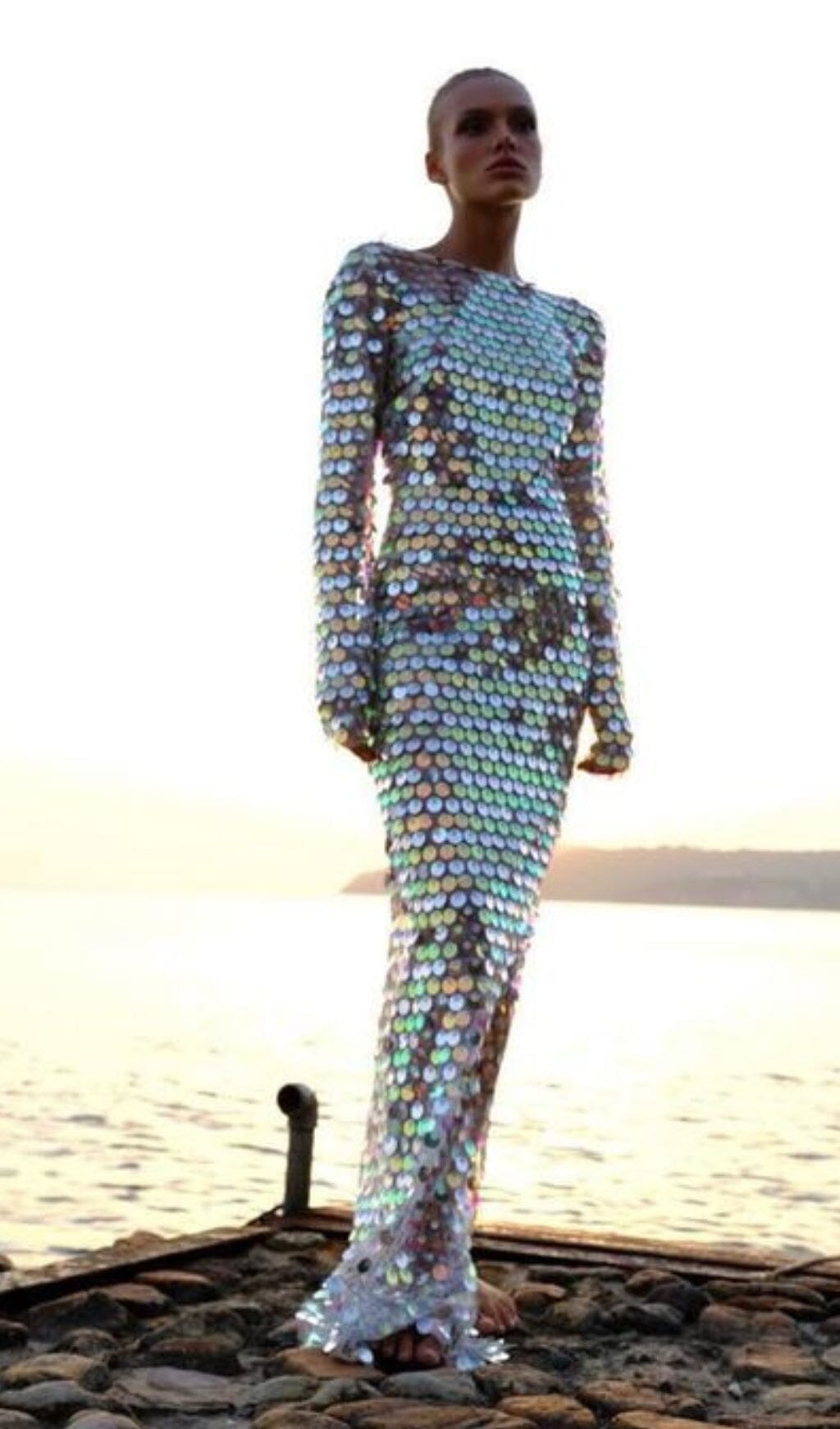 CREWNECK SLIM SEQUIN BACKLESS MAXI DRESS styleofcb 
