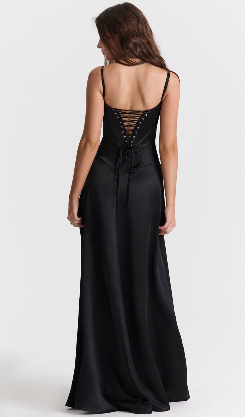 BLACK LACE UP MAXI DRESS