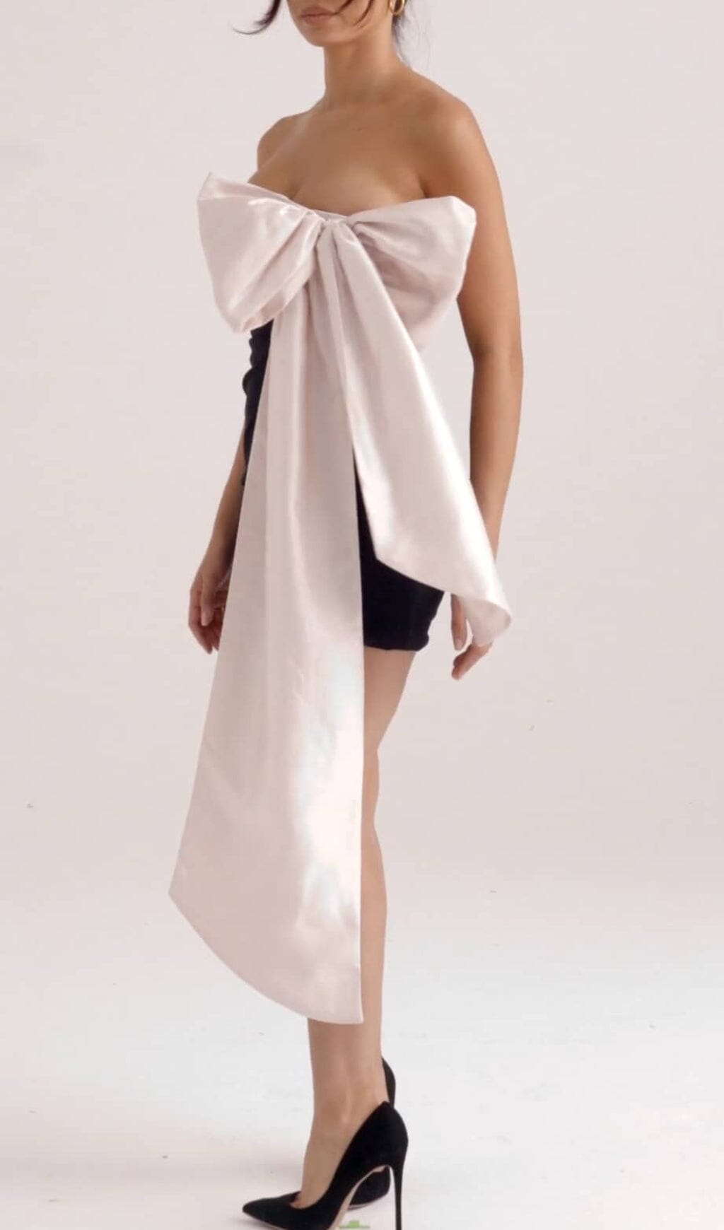 BLACK & IVORY BOW MINI DRESS styleofcb 