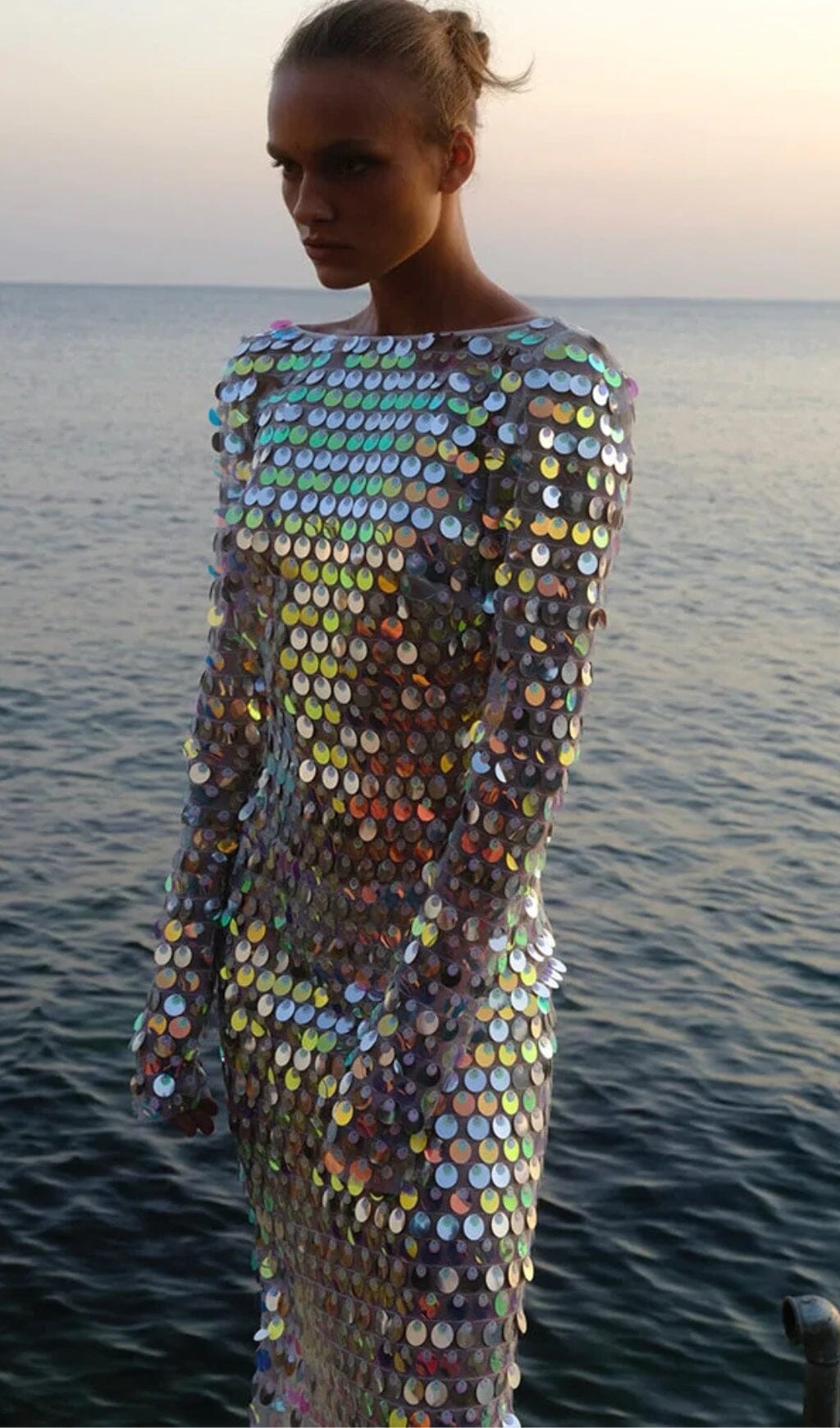 CREWNECK SLIM SEQUIN BACKLESS MAXI DRESS styleofcb 