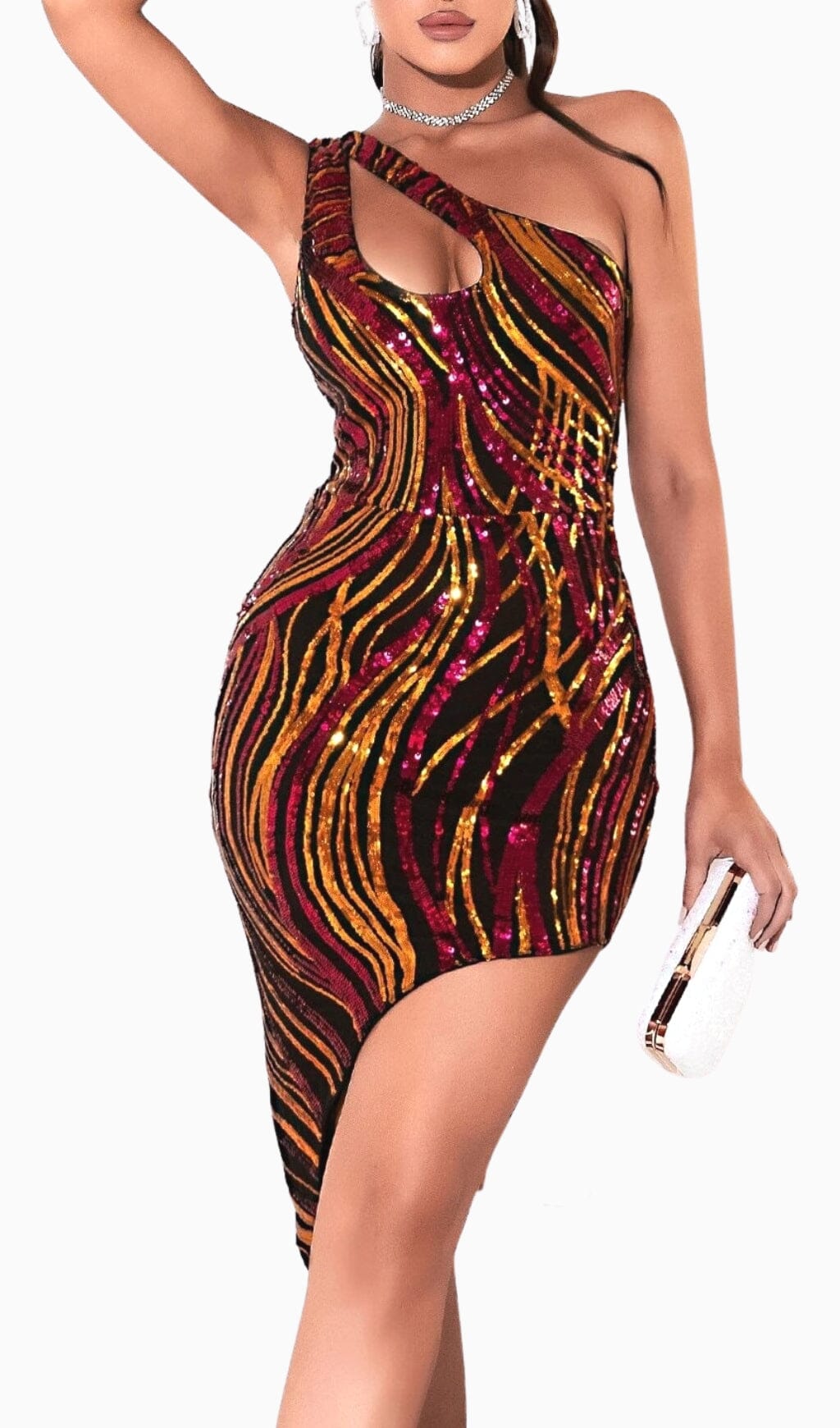 SEQUIN ONE SHOULDER MINI DRESS Dresses styleofcb 