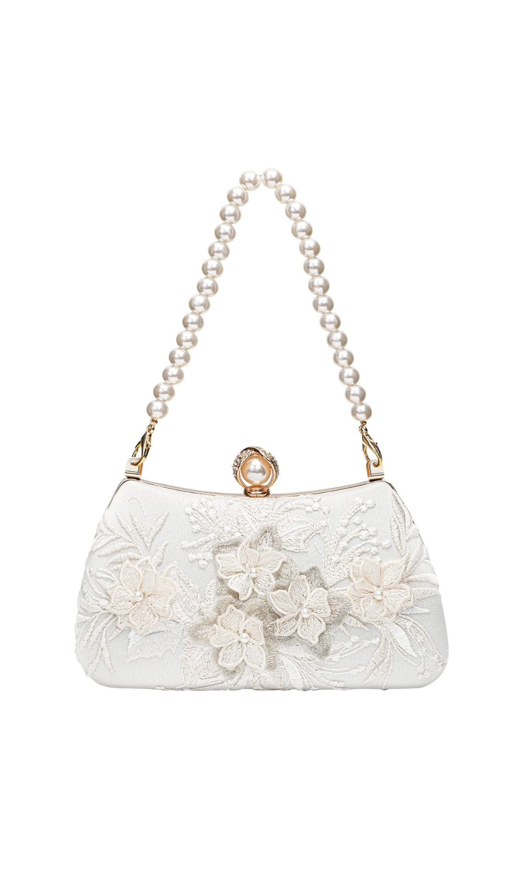FLORAL LACE PEARL CLUTCH