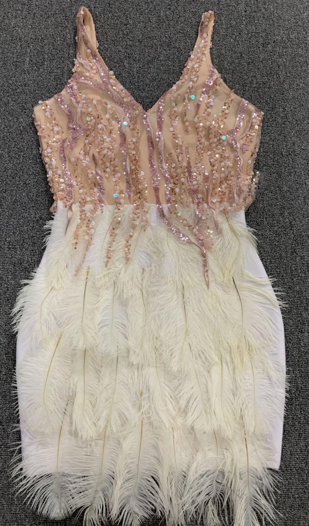 FEATHER SEQUIN MINI DRESS