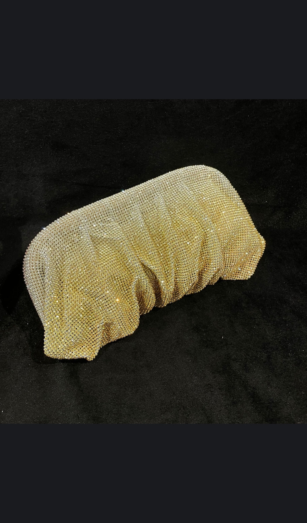 RUCHED CRYSTAL CLUTCH