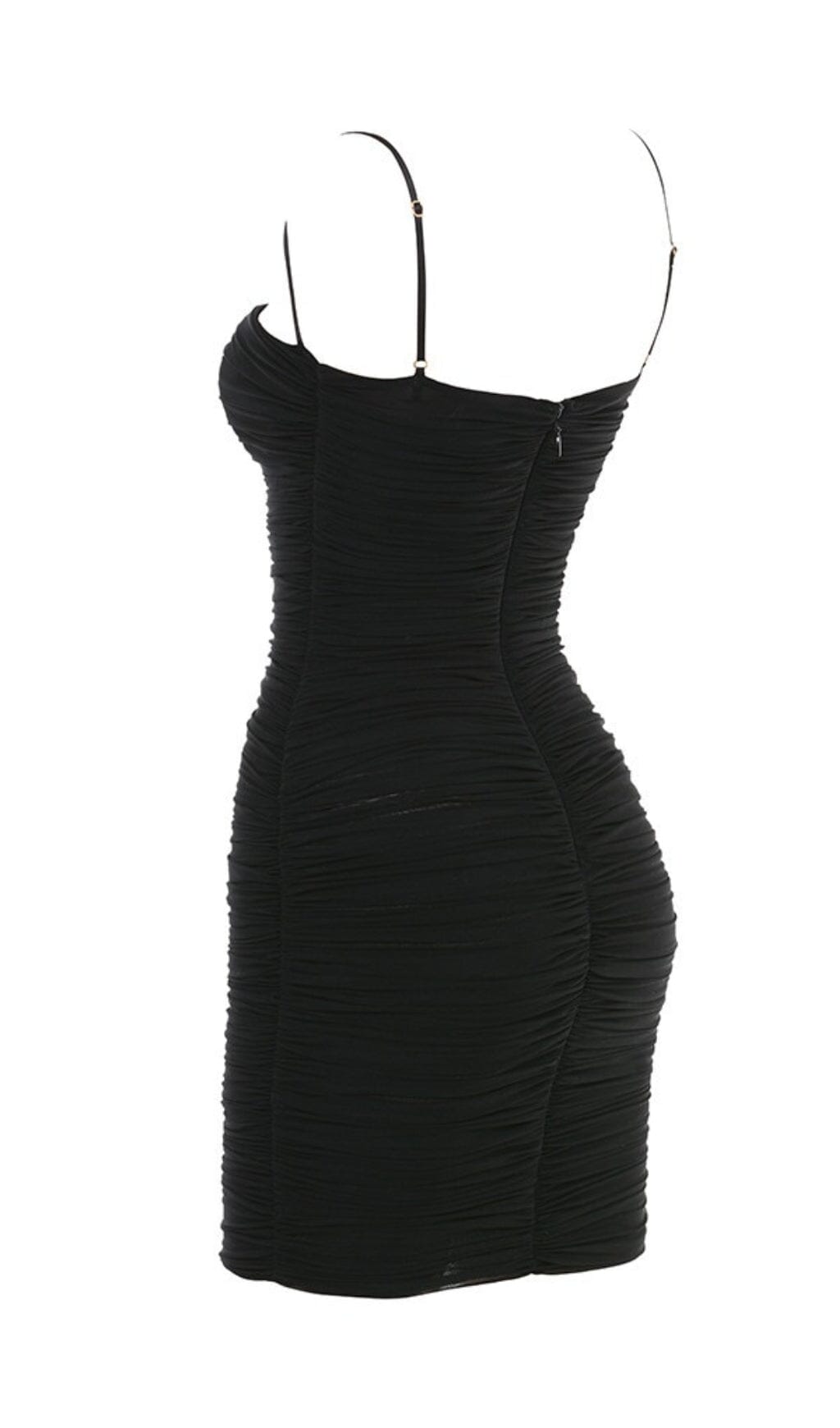 BLACK RUCHED ORGANZA MESH MINI DRESS DREESES styleofcb 