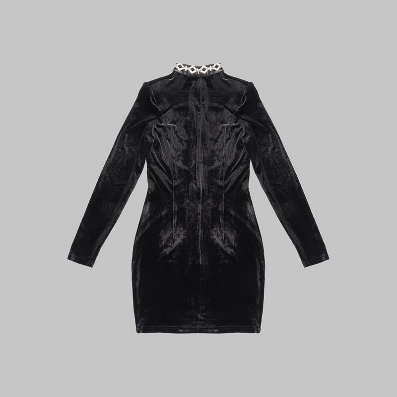 BLACK CUTOUT DIAMONDS MINI DRESS