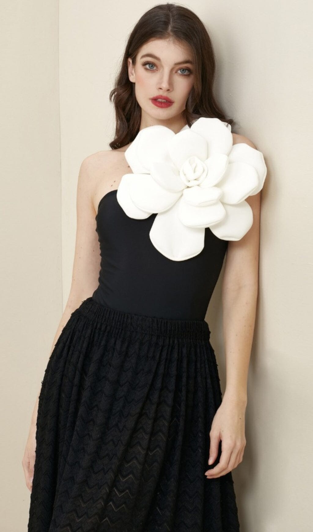EXAGGERATED 3D FLOWER ONE PIECE SWIMSUIT IN BLACK styleofcb 