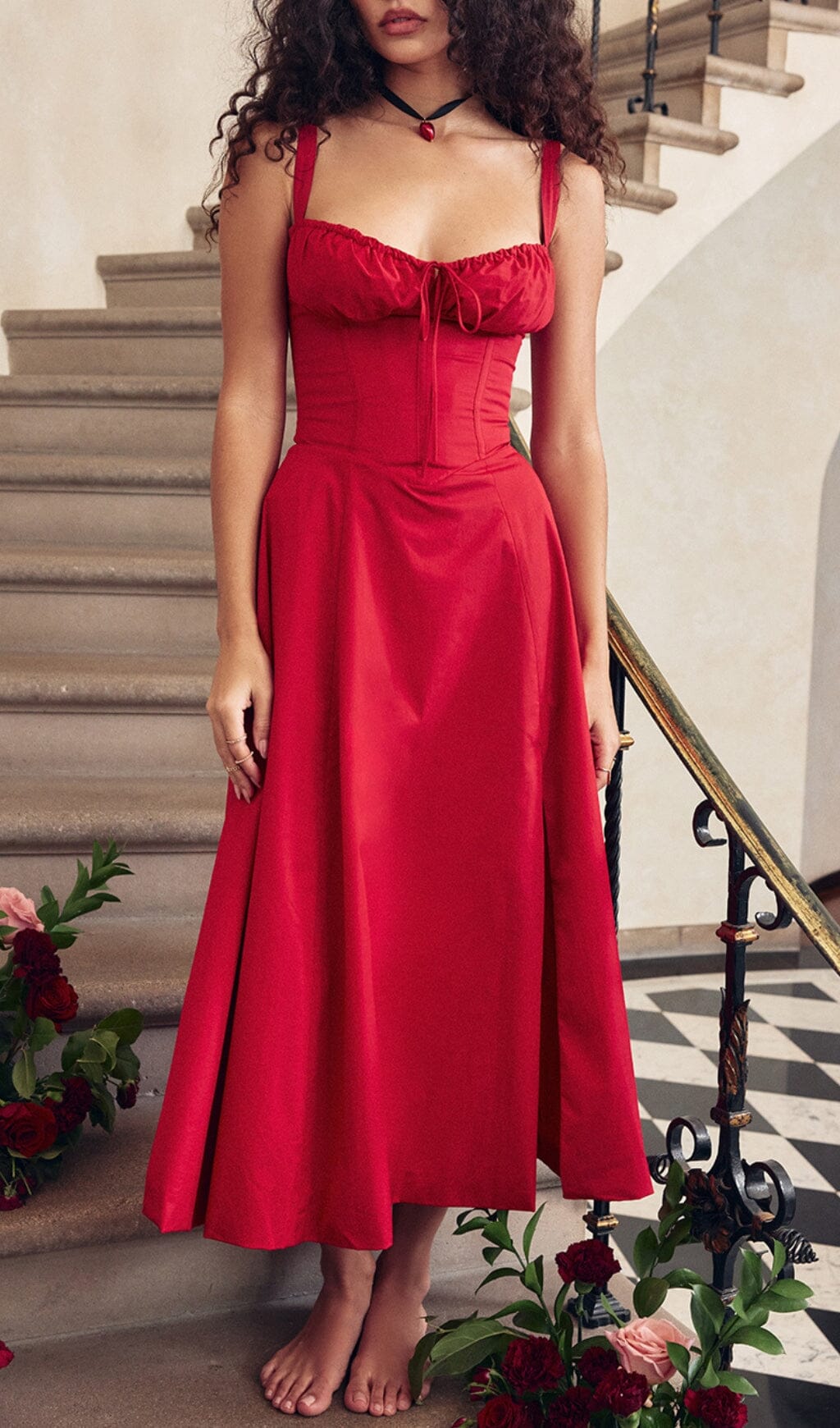 RED ROSE BUSTIER SUNDRESS styleofcb 