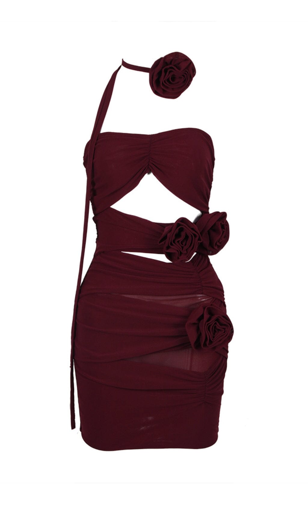 WINE FLORAL EMBELLISHED MINI DRESS styleofcb 