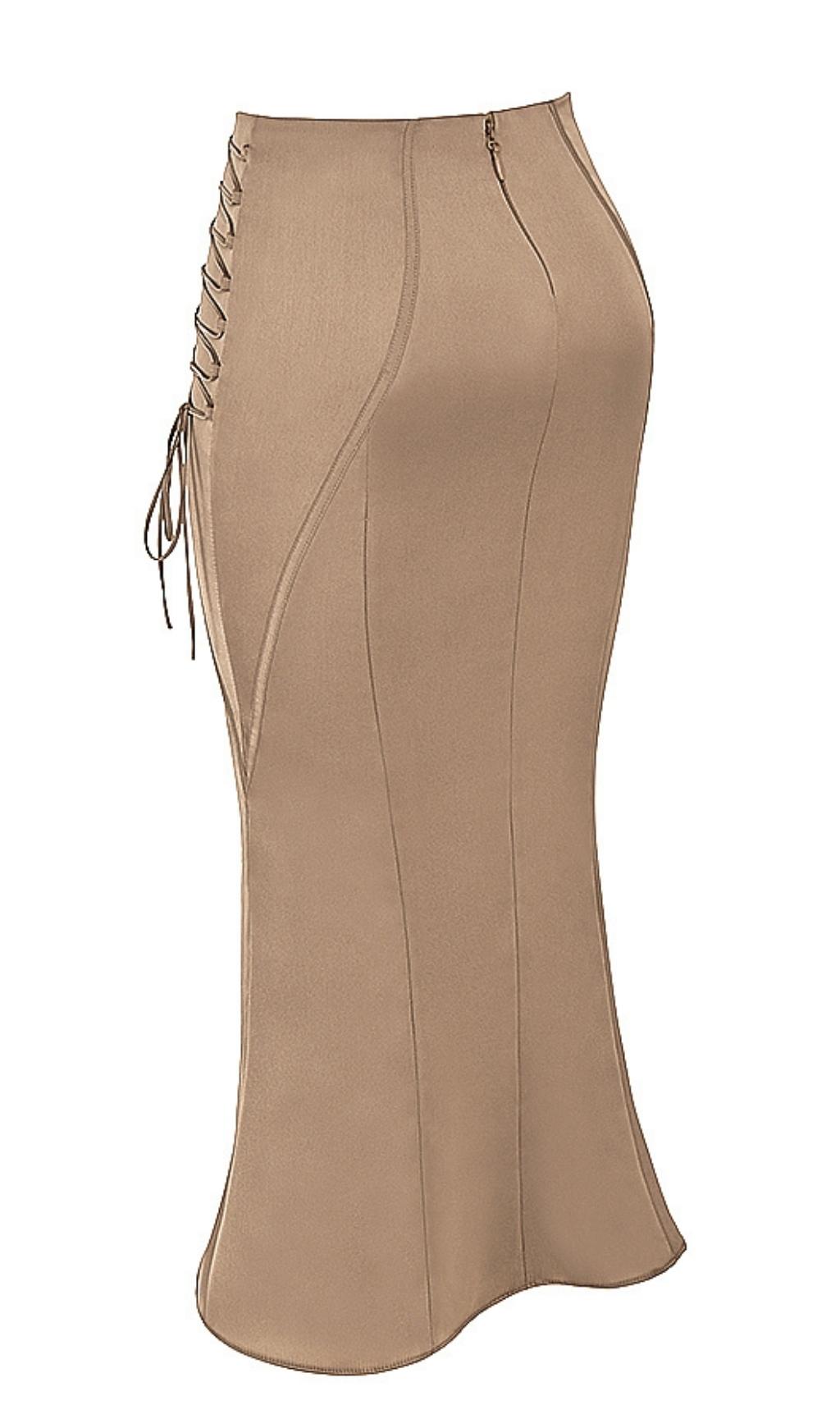 SATIN TWO PIECE MIDI DRESS IN BROWN