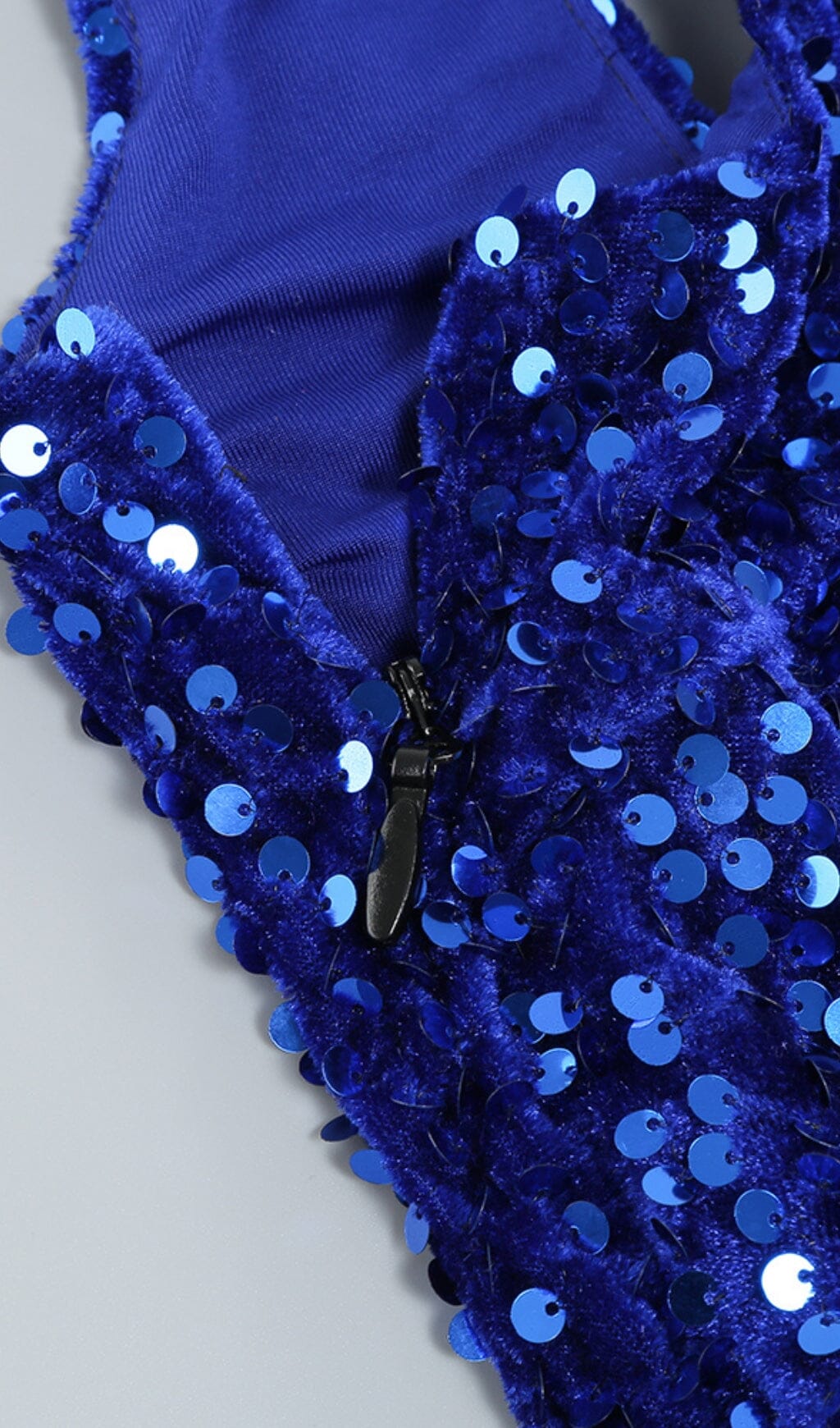 SEQUIN ONE SHOULDER MINI DRESS IN GALACTIC COBALT styleofcb 