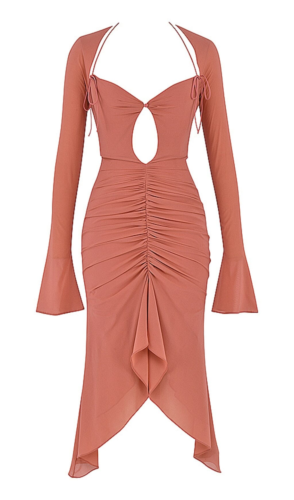REAL SILK RUFFLE MIDI DRESS IN PINK DREESES styleofcb 