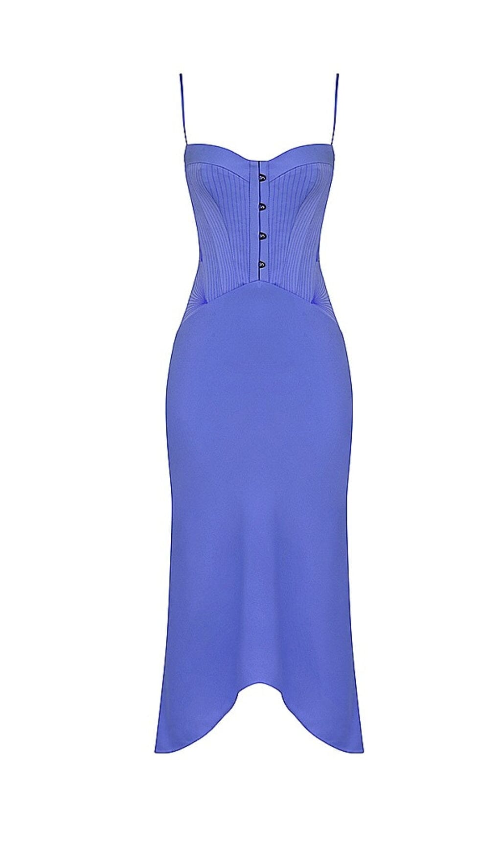 PERIWINKLE SATIN CORSET MIDI DRESS styleofcb 