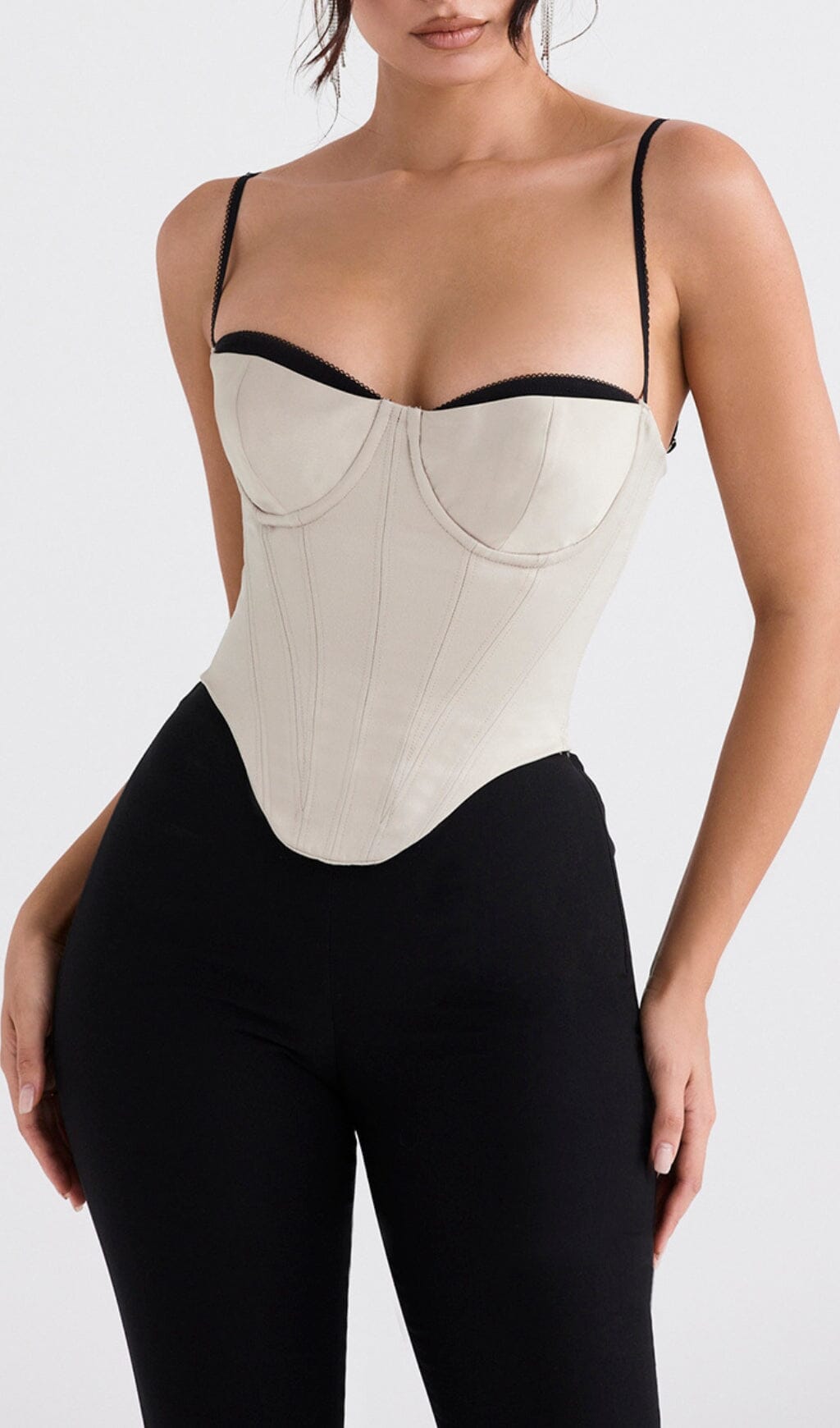 BEIGE SATIN UNDERWIRED CORSET styleofcb 