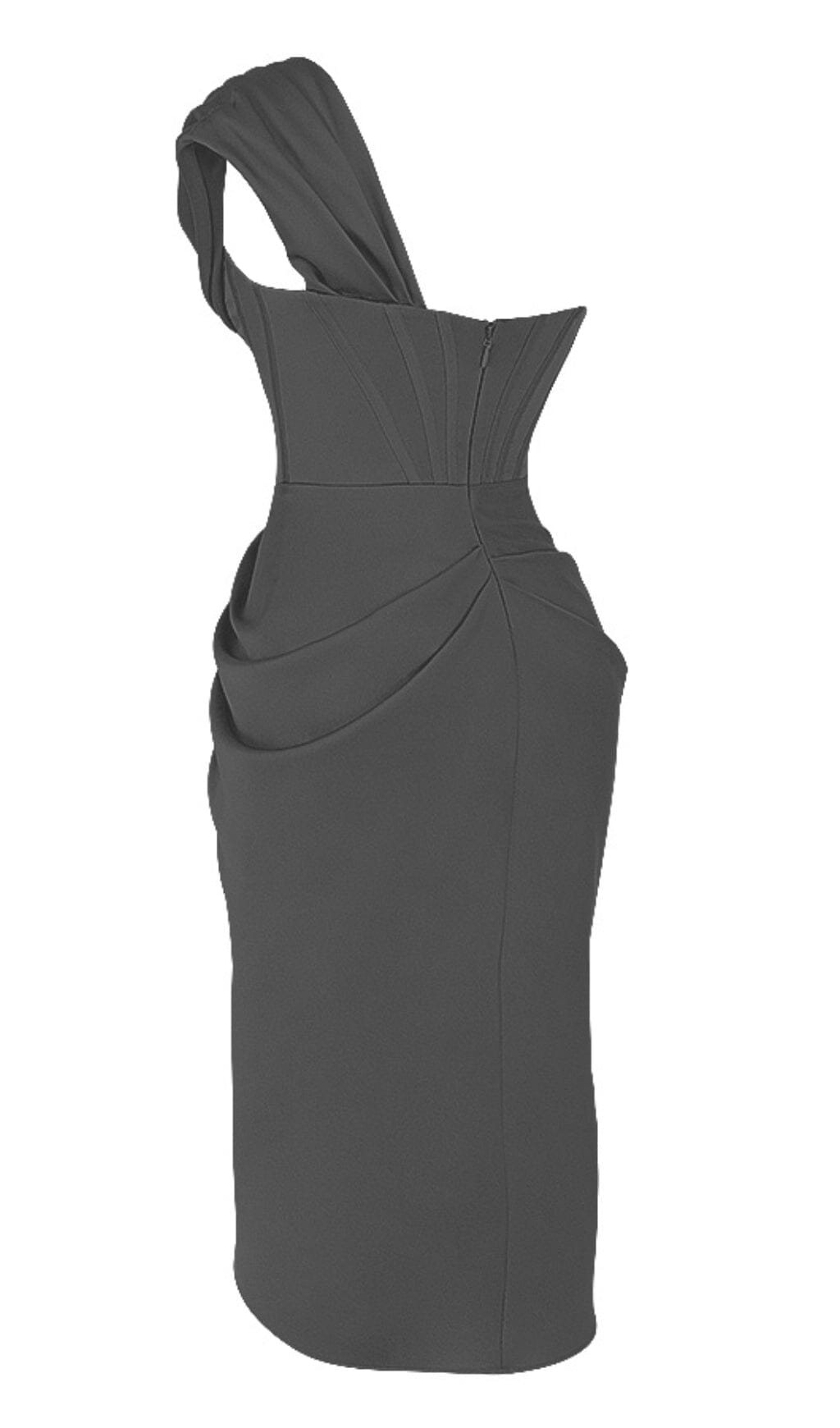 SATIN CORSET MIDI DRESS IN BLACK DREESES styleofcb 