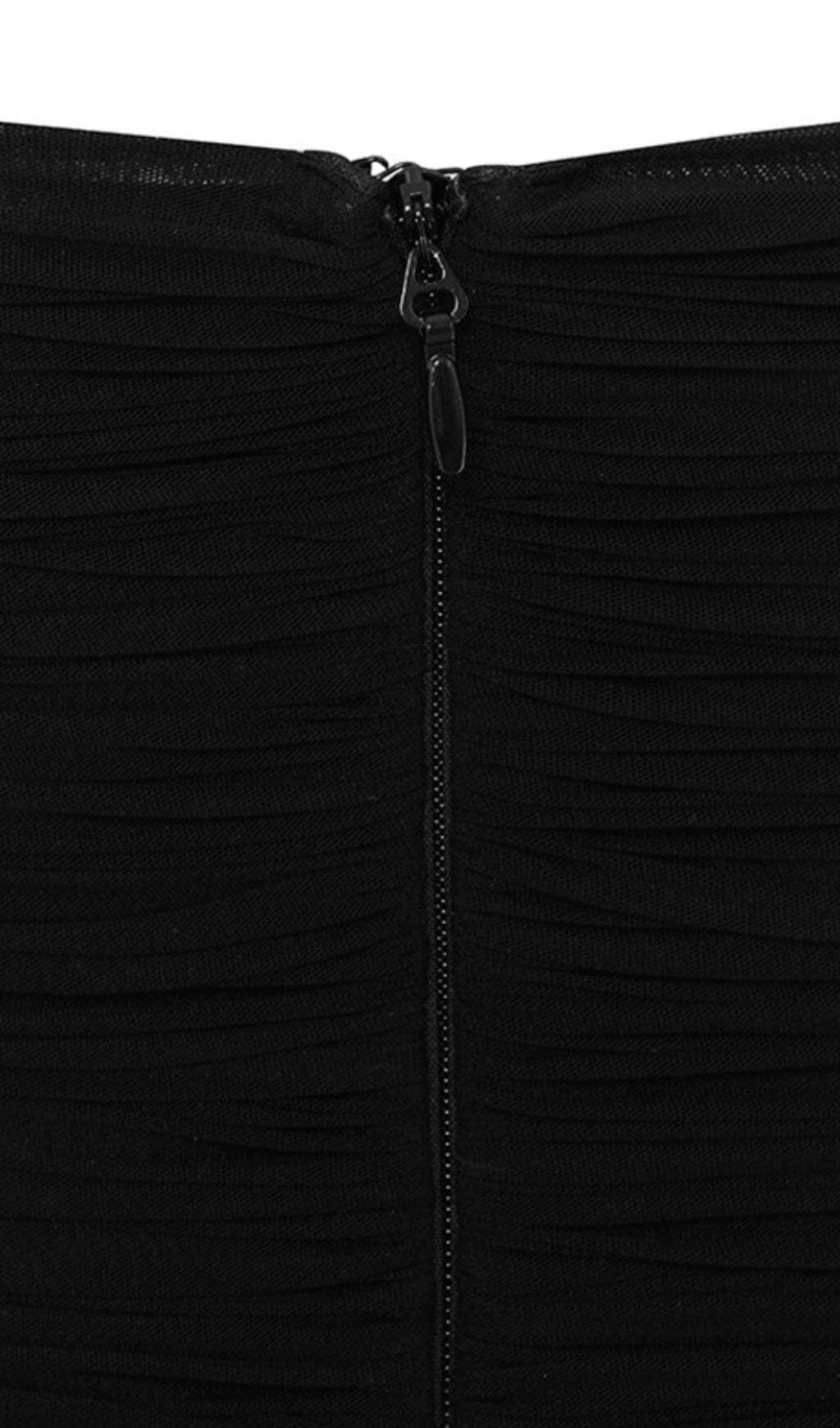 BLACK RUCHED ORGANZA MESH MINI DRESS DREESES styleofcb 
