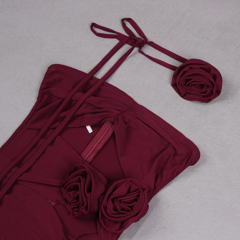 WINE FLORAL EMBELLISHED MINI DRESS styleofcb 
