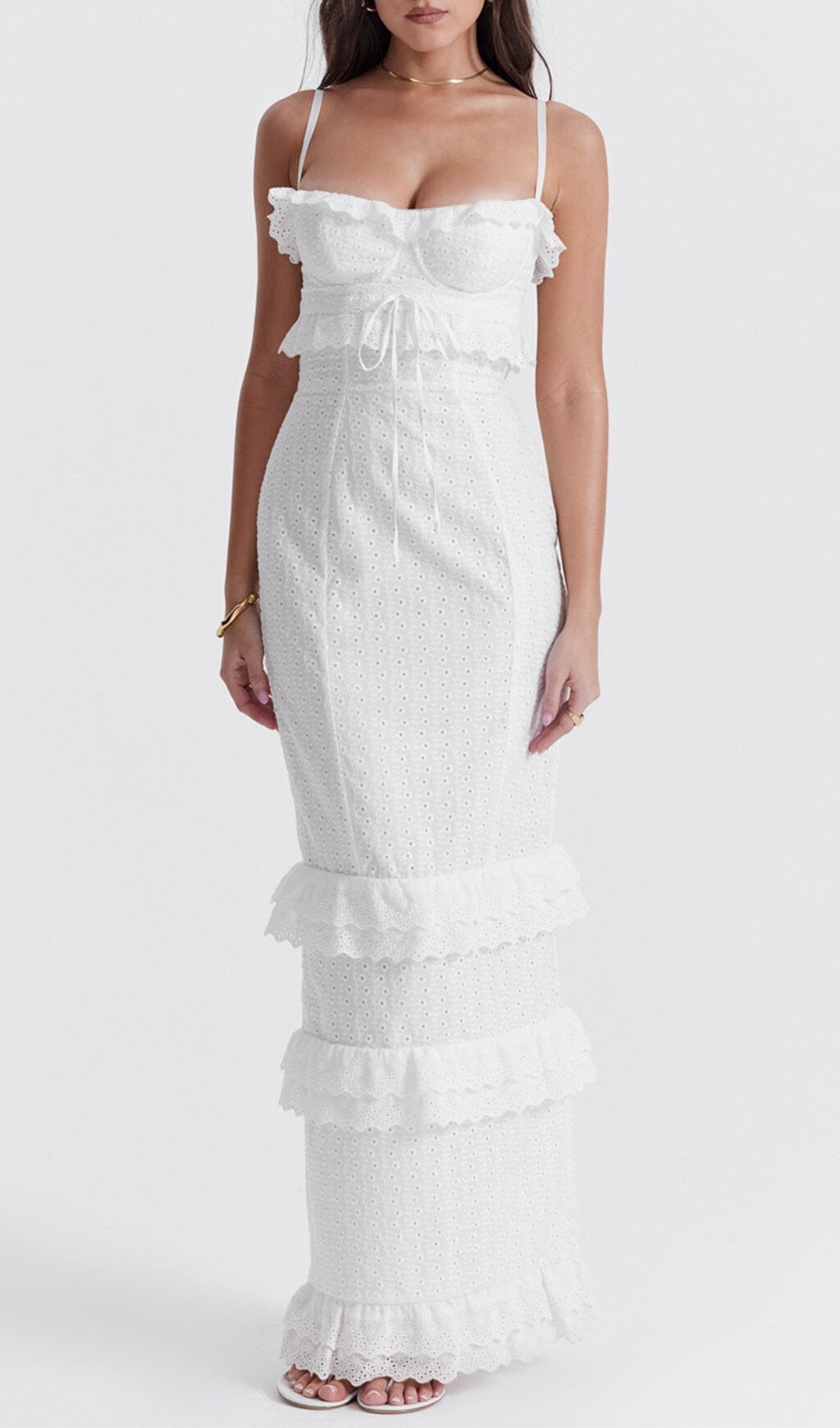 WHITE BRODERIE MAXI DRESS styleofcb 