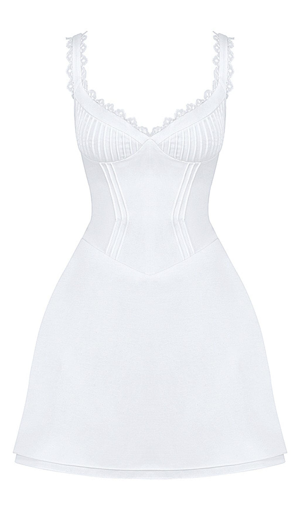 PIN TUCK MINI DRESS IN WHITE